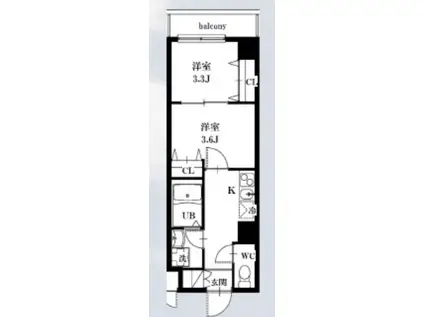 シャッツ高円寺(2K/5階)の間取り写真