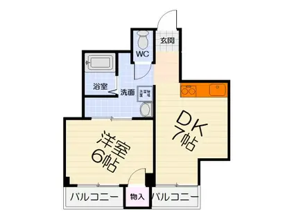 グランドールまゆみ(1DK/3階)の間取り写真