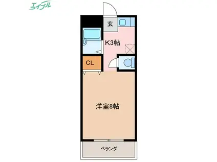 カーサグロリアス(1K/2階)の間取り写真