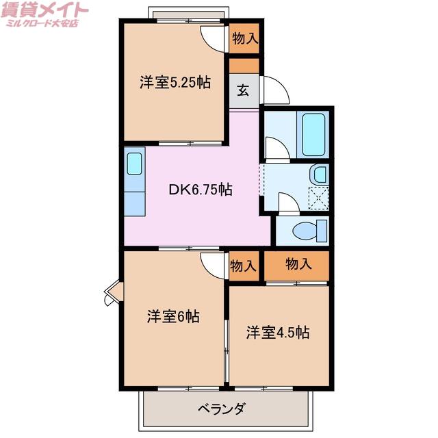 エスポワ清水(3DK/2階)の間取り写真