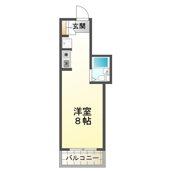 メゾン垂水(ワンルーム/3階)の間取り写真