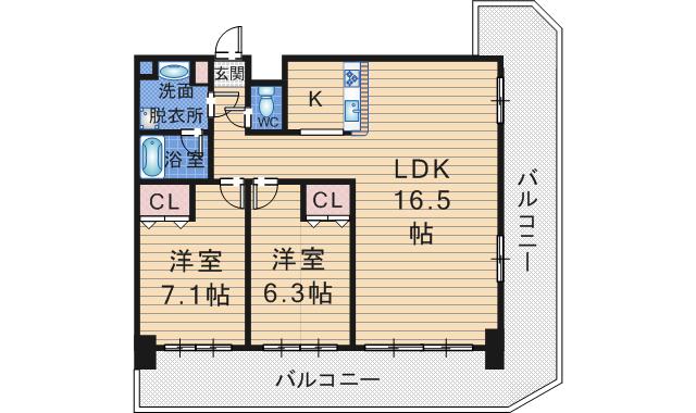 アーバネックス豊中桜塚(2LDK/2階)の間取り写真