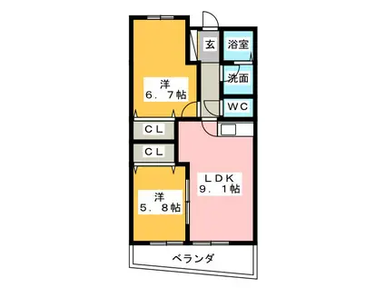 LIBERTE MIYAKAMI(2LDK/1階)の間取り写真