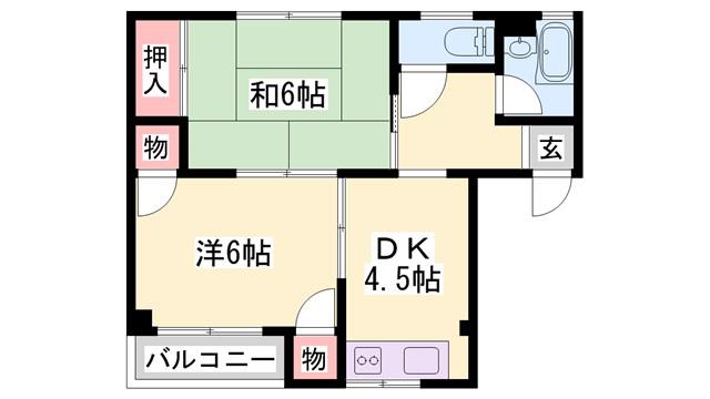 野里マンション(2DK/5階)の間取り写真