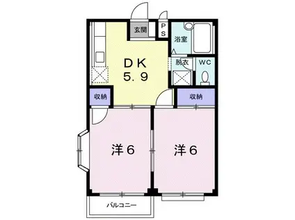 サニーヒルズ(2DK/2階)の間取り写真