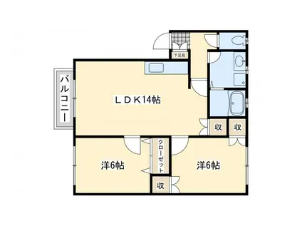 エクセレントK C棟(2LDK/2階)の間取り写真