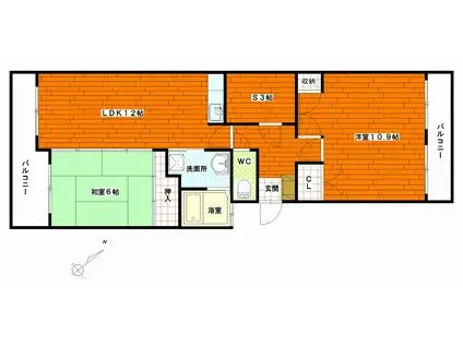 ロイヤルシマモト3(3LDK/3階)の間取り写真