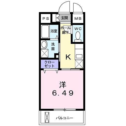 キアーラ(1K/4階)の間取り写真