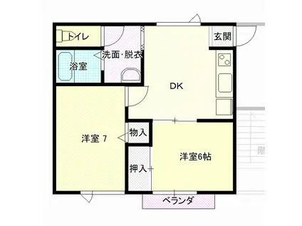 サンホーム内山D棟(2DK/2階)の間取り写真