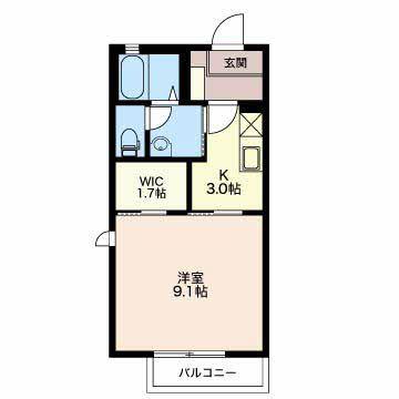 リジュールオオタ B棟(1K/2階)の間取り写真