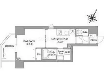 コンフォリア・リヴ関内(1DK/5階)の間取り写真