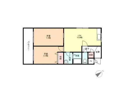 ベルトピアKITADAI(2LDK/3階)の間取り写真