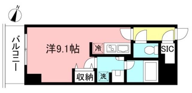 プライムメゾン初台(ワンルーム/14階)の間取り写真