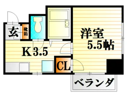 レジャンデールI(1K/6階)の間取り写真