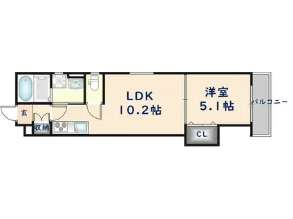 クリエオーレ寿町II(1LDK/3階)の間取り写真