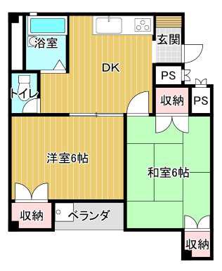 グランジュール毛利第5(2DK/2階)の間取り写真