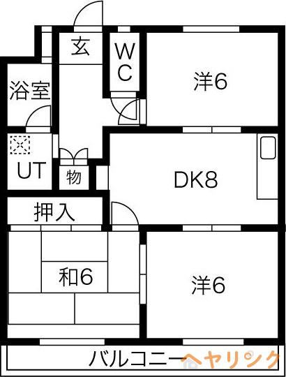 第三藤島ビル(3DK/1階)の間取り写真