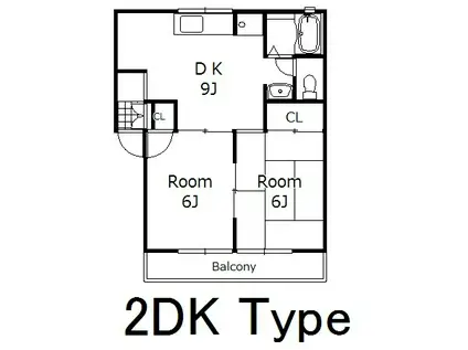 鼻高フラット(2DK/1階)の間取り写真