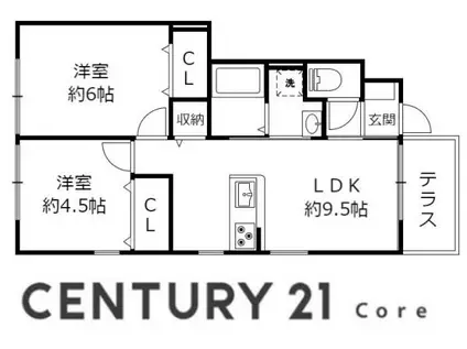 メゾンセーブル 野洲市行畑(2LDK/1階)の間取り写真