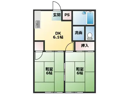 シティハイツ惣中(2DK/1階)の間取り写真