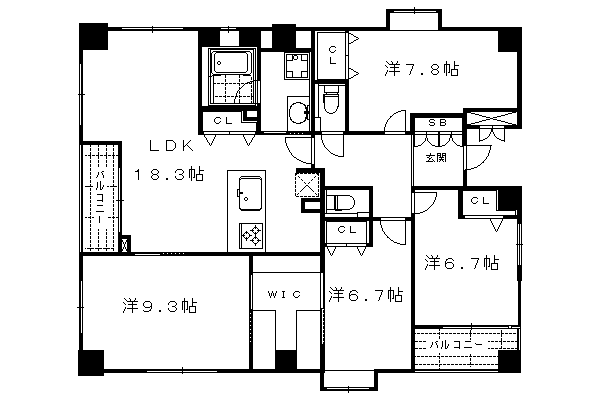 プリオーレ京都三条高倉(4LDK/3階)の間取り写真