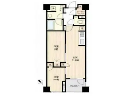 プレミスト赤坂檜町公園(1LDK/1階)の間取り写真