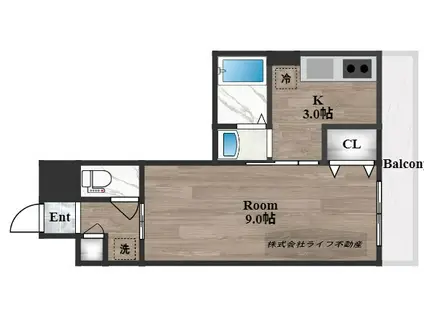 エクレール上小阪(1K/1階)の間取り写真