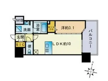 アクロス天神セントラルグロー(1SLDK/2階)の間取り写真