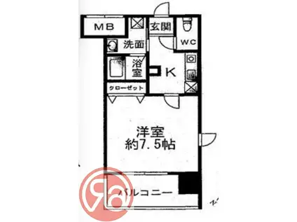 レジデンス中之島(1K/7階)の間取り写真