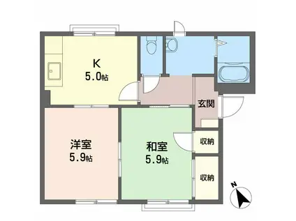 ニューフラワーヒルズ(2K/1階)の間取り写真