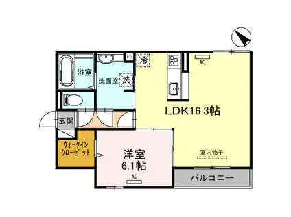 CASA FIORE夙川(1LDK/3階)の間取り写真