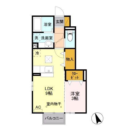 エスプリメールA(1LDK/1階)の間取り写真