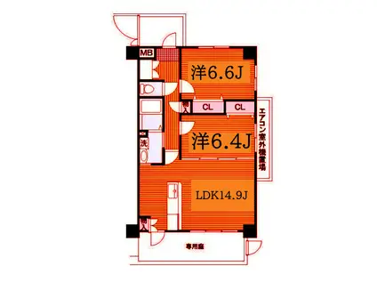 パルク ド スリジェ(2LDK/2階)の間取り写真