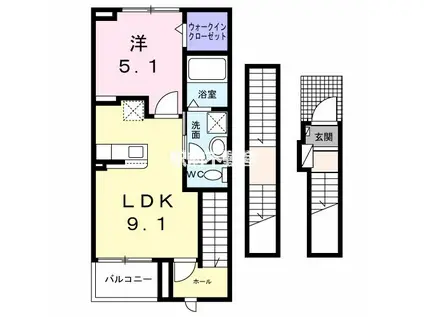 ソレイユ(1LDK/3階)の間取り写真