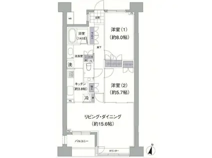 アビティ目黒(2LDK/5階)の間取り写真