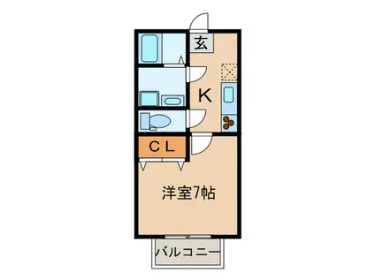プロヴァンスWAKO(1K/2階)の間取り写真