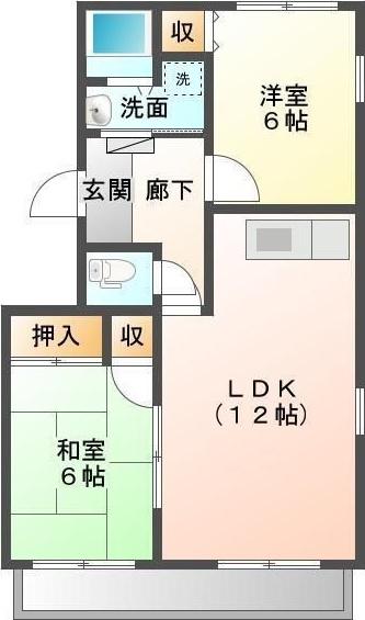 サンハイツ小森野C棟(2LDK/2階)の間取り写真