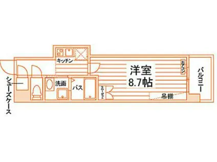 UNITOWER鹿児島中央(1K/4階)の間取り写真