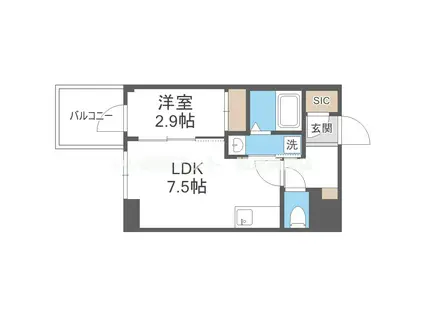 コンフォリア・リヴ南森町II(1LDK/8階)の間取り写真