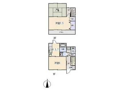 メゾネット渡辺(3K/1階)の間取り写真