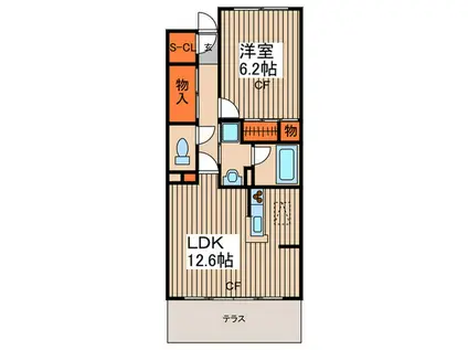 ビューコートQM(1LDK/1階)の間取り写真