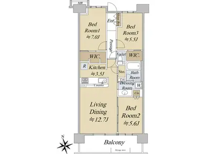 メガシティテラス(3LDK/2階)の間取り写真