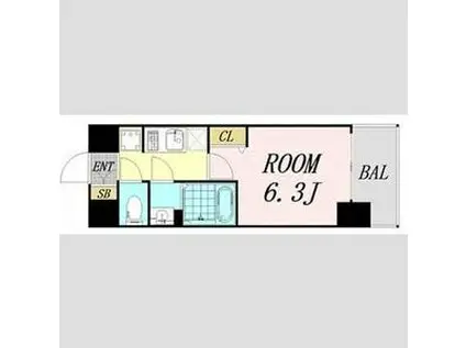 プレサンス淡路駅前(1K/4階)の間取り写真