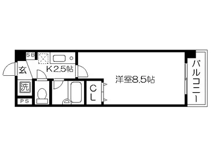 クレアーレ武者小路(1K/4階)の間取り写真