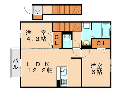ユニフレックス光(2LDK/2階)の間取り写真
