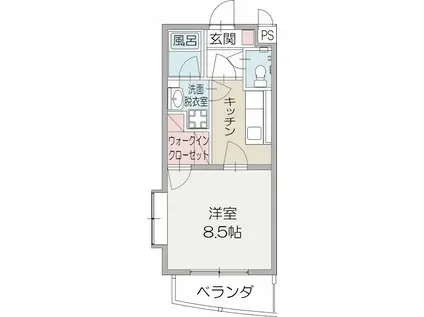 グランソレイユ(1K/1階)の間取り写真