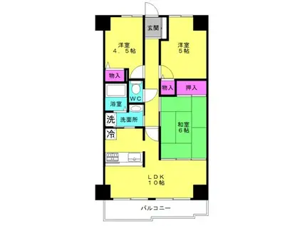 ライオンズマンション明石二見(3LDK/7階)の間取り写真