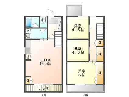 クレル後楽園A棟(3LDK/1階)の間取り写真
