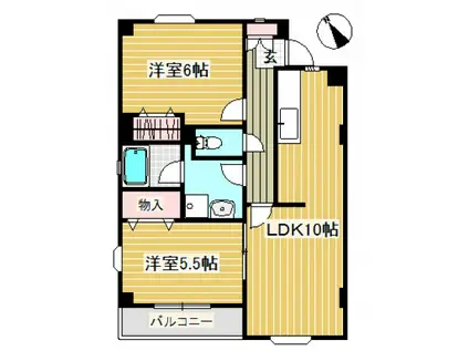 エスポワール宮崎台N(2LDK/2階)の間取り写真