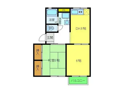 エクセレントTAKA B棟(2DK/2階)の間取り写真